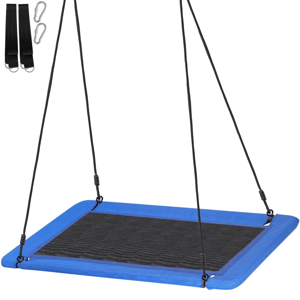 60 Inch Kids Giant Tree Rectangle Platform Swing 700 lbs w/ Adjustable Rope Blue