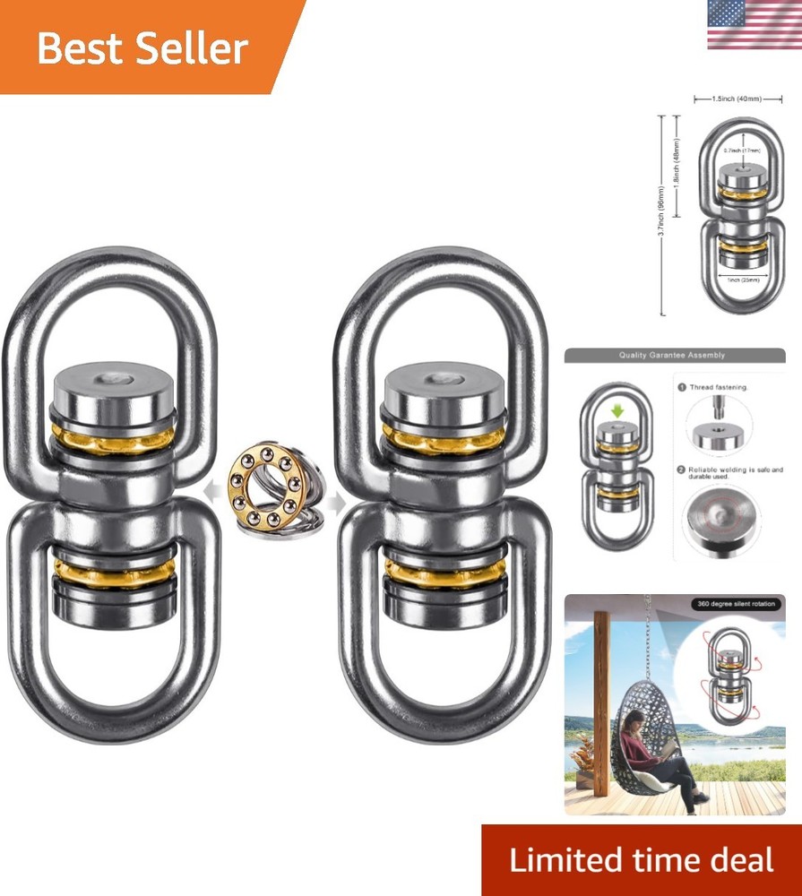 Heavy-Duty 360° Swing Swivel – Supports 1200 lbs, 2 Pack for Kids & Aerial Yoga
