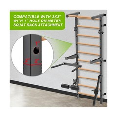 Swedish Stall Bars 2″x2″ with 1″ Holes, Wall Mounted Wood Gym Ladder for Susp…