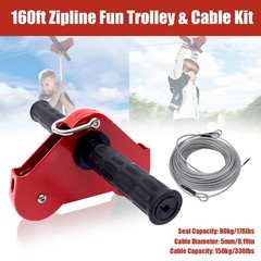 160 Ft Zip Line Kit For Child up to 330Lb with galvanized iron Ziplin