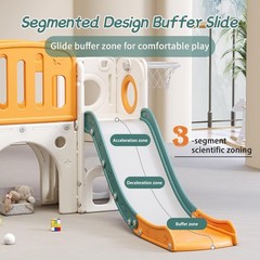 8 in1 Toddler Slide Kids Climber Slide with Storage Space Indoor Playset Orange