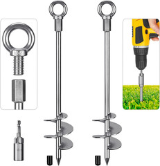 18″ Heavy-Duty Ground Anchors Screw In, 3″ Wide Spiral Earth Anchors for Swing S