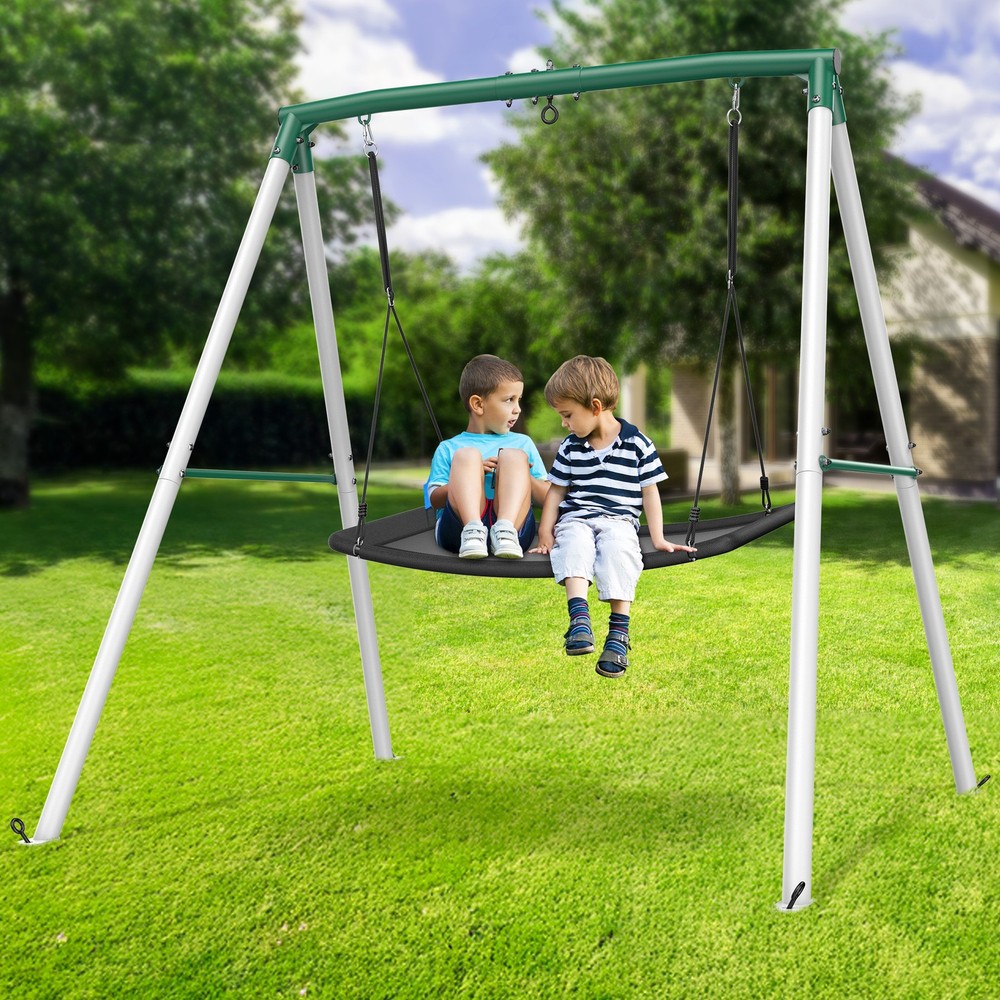 Trekassy Heavy Duty Swing Set for Kids Adult Playset w/ 60″ Large Platform Swing
