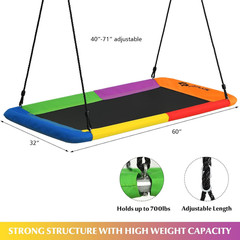 700LBS 60 Inch Giant Platform Tree Swing for Kids and Adults, Indoor/Outdoor Adj