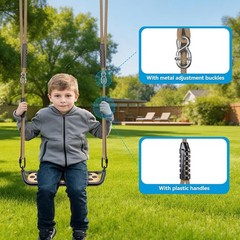 Heavy Duty Wooden Tree Swing for Kids & Adults, 500lbs Capacity, Adjustable