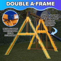 Backyard Cedar Swing Set w LED Swings Slide Fort Sandbox Heavy Duty A-Frame 6ft