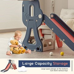 6 in 1 Toddler Kids Climber Slide with Storage Space Non-Slip Steps Telescope