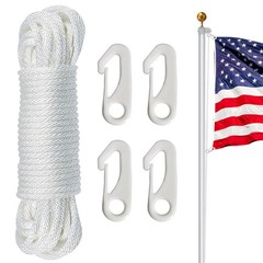 NQ Flag Pole Rope Kit – 50 Feet x 1/4″ Diameter, Flagpole Nylon Halyard with …