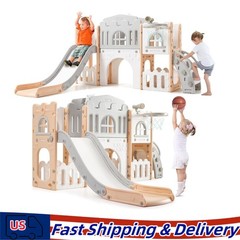 8 IN 1 Toddler Slide Playset Toys Backyard Playground Playset Indoor/Outdoor