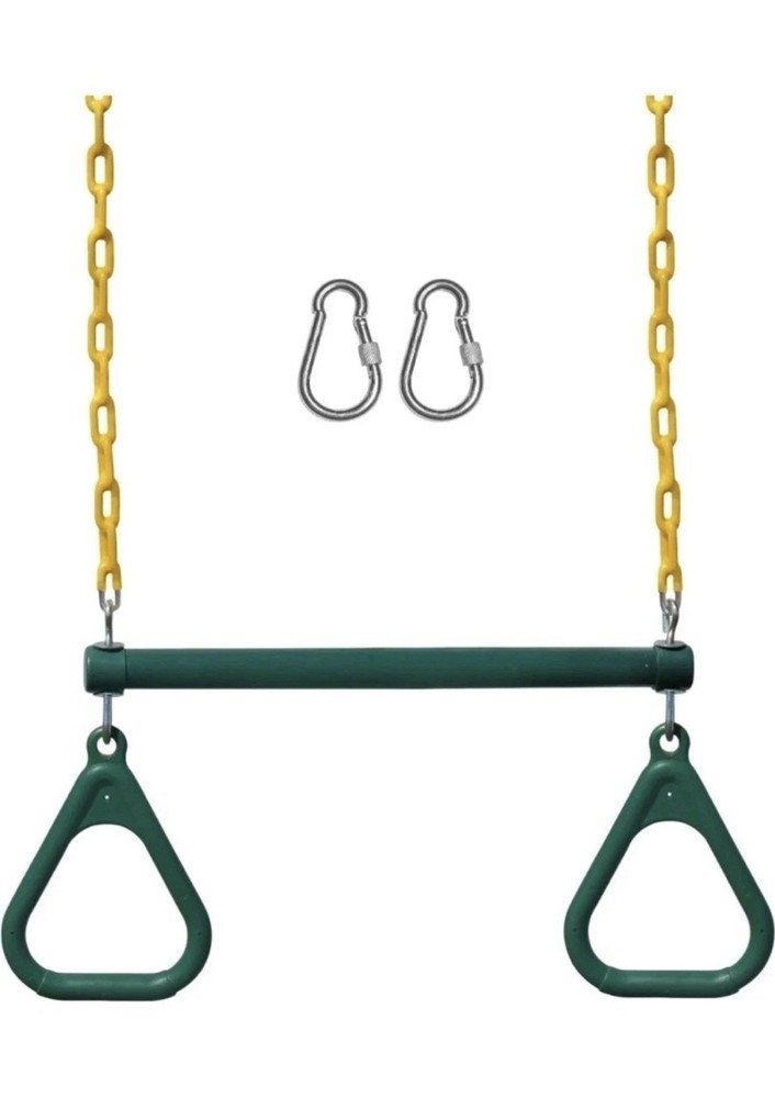 New Jungle Gym Kingdom 18″ Trapeze Swing Bar Rings 48″ Heavy Duty Swing Set