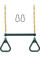 New Jungle Gym Kingdom 18″ Trapeze Swing Bar Rings 48″ Heavy Duty Swing Set