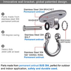 Set of 2 Permanent Antirust Stainless Steel 304 Heavy Duty Swing Hangers, 200…