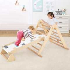 Pikler Triangle Set 7 in 1 Climbing Toys for Toddlers Foldable Baby Wood Montess