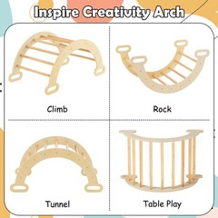 Pikler Triangle Set 7 in 1 Climbing Toys for Toddlers 1-3 Inside Foldable Woo…