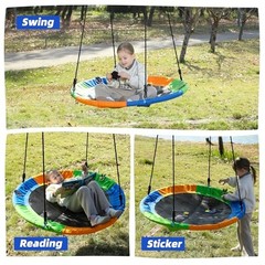 Saucer Tree Swing Seat for Kids 40 Inch Outdoor Round Tree Swing for Orange