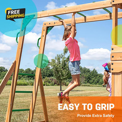 21″ Monkey Bars Kit 12PCS Metal Playground Ladder Rungs Swing Set Green