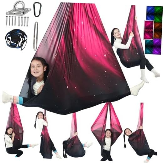 Sensory Swing for Kids Holds up to 300lbs Indoor & Outdoor Therapy Space Pink