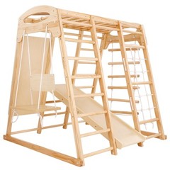 VEVOR Indoor Jungle Gym 7-in-1 Toddler Indoor Playground Wooden Climbing Toys M
