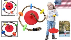 Kid Safe Swing Set with Strong Rope and Disc Seat for Outdoor Adventures