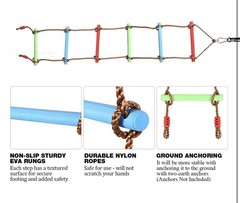 6.6FT Kids Climbing Rope Ladder w/ Strap for Swing Set Tree House Playground