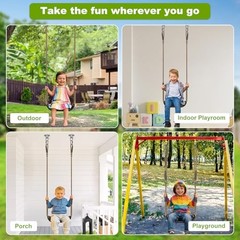 Heavy Duty Swing Seat with Adjustable Rope 1 Pcs Black U-shape Swing Seat