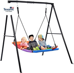 Swing Sets for Backyard, 440Lbs Heavy Duty A-Frame Metal Stand with 60″ Large Pl