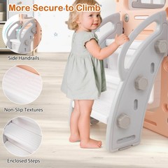 10 in 1 Toddler Swing and Slide Set w/Basketball Hoop, Telescope, Storage Space