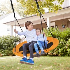40″ Outdoor Round Saucer Tree Swing WaterProof w/Adjustable Ropes & Carabiners