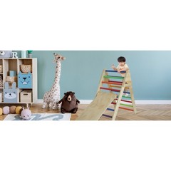 Fionafurn Pikler Triangle Ladder Foldable 2-in-1 Ramp Slide for 1-7 Multi