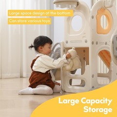 Freestanding Toddler Slide 5 in 1 Kid Playset for Toddler 1-3 L Shaped with Hoop