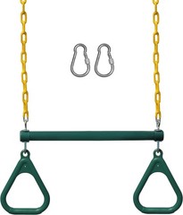 Green Trapeze Swing Bar with Locking Carabiners – Easy Setup for Kids