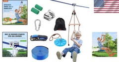 Kids & Adults 52 ft Zip Line Kit – Safe Backyard Fun with Swing Seat & Handlebar