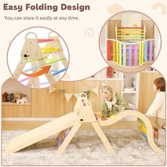 7 in 1 Rainbow Pikler Triangle Set with 41in Ramp & Arch Rocker