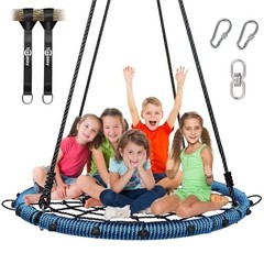 45″ 750lbs Spider Web Tree Swing for Kids & Adults, Outdoor Steel Frame Blue