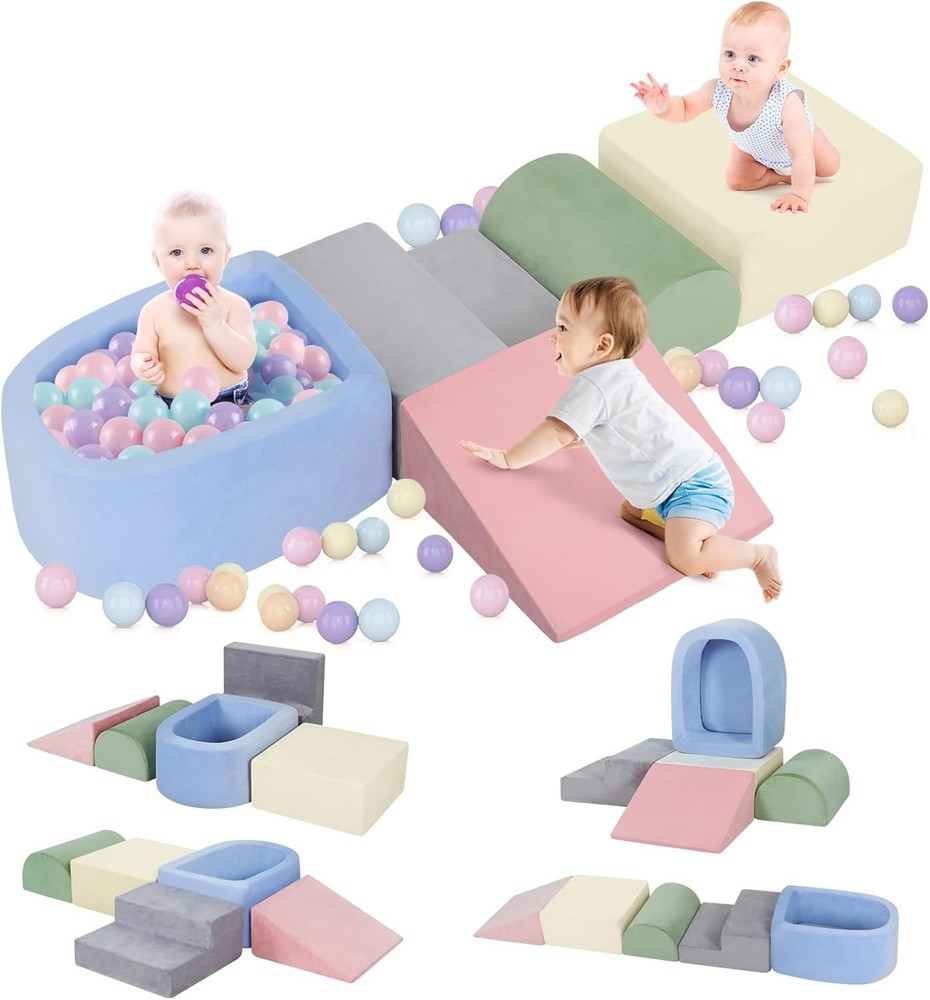 Soft Foam Climbing Blocks for Toddler Kid Baby Climbing Toys Block with Ball Pit