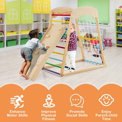 6-in-1 Jungle Gym Montessori Play Set Climbing Stakes Cotton Ropes Rods Colorful