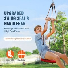 Kids and Adult 65 FT Zip Line Kits Up to 500 lb Backyard Outdoor Spring Brake