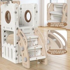 9in1 Large Kids Climber Slide Playset with Telescope, Basketball Hoop and Balls