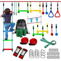 Ninja Warrior Obstacle Course for Kids, 2×50ft Slack Lines for Backyard with …