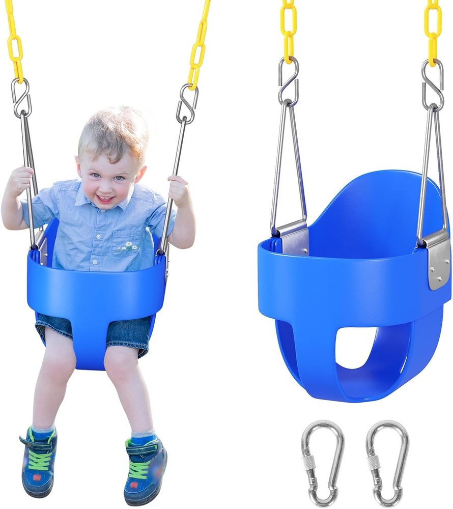 Toddler Swing Seat, Outdoor Baby Swing with Coated Chains, Heavy Duty High Ba…