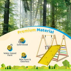 Indoor Jungle Gym, 3 in 1 Wooden Foldable Montessori Toddler Climbing Toys with