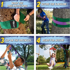 Ninja Warrior Obstacle Course for Kids – Ultimate Outdoor Fun 2X55 Ft Ninja Slac