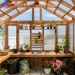 Savannah Chalet Style 14.5′ X 12′ Cedar and Polycarbonate Walk-In Greenhouse Kit