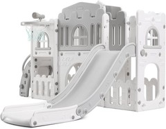 8 in1 Toddler Slide Playset Indoor Playground with Slide,Basketball Hoop,Climber