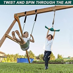 YAMIPROBI Swing Spins Set: 360° Handle Twist-Spin Flips Toy – Slackline Green
