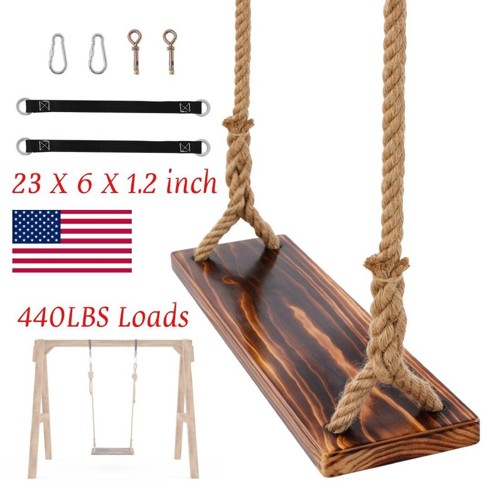 23 X 6 X 1.2 inch Wooden Swing Seat Nostalgic Outdoor Wood Swing for Adult Kids