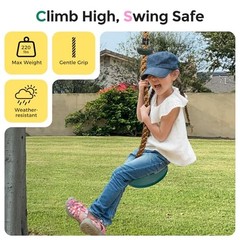 Tree Swing for Kids, Adjustable Rope Swing Disc Swing for Outside with Green