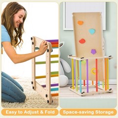 Wooden Climbing Toys for Toddlers Jungle Gym w/Reversible Ramp, Seesaw, Climber