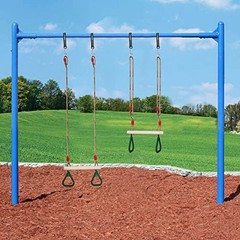 Trapeze Swing Bar with Rings, Wooden Trapeze Swing Bar with Plastic Gym Green