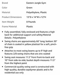 Toddler Swing – Heavy Duty, High Back Coated Chains Full Bucket Baby Swing Seat